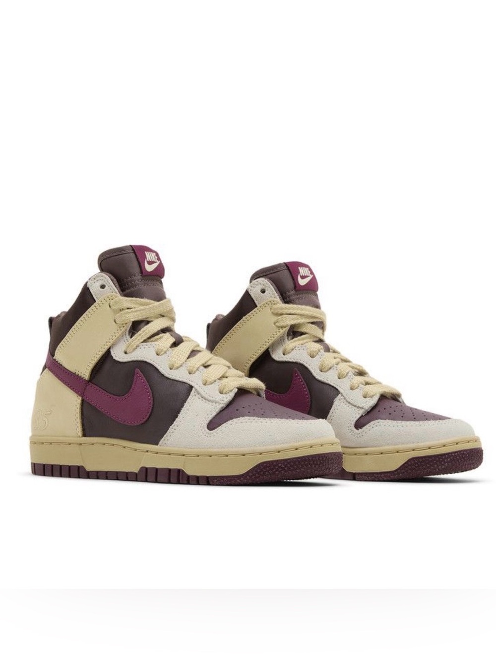 Nike Dunk High 1985 Sneakers in Burgundy, Cream, and Beige